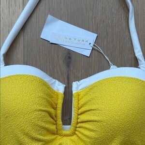 Trina Turk Vibrant Yellow and White One peace bathing suit new with tags.